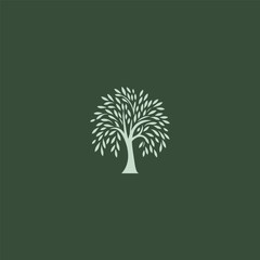 Willow tree logo in graceful and minimalist illustration style. © Leyde