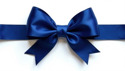 Elegant dark navy blue satin ribbon bow, isolated Perfect for holidays , image, bow, dark blue
