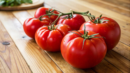 Tomato on wooden table in kitchen room, Tomatoes on table in kitchen room
