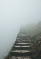 Obraz premium Foggy mountain stairs