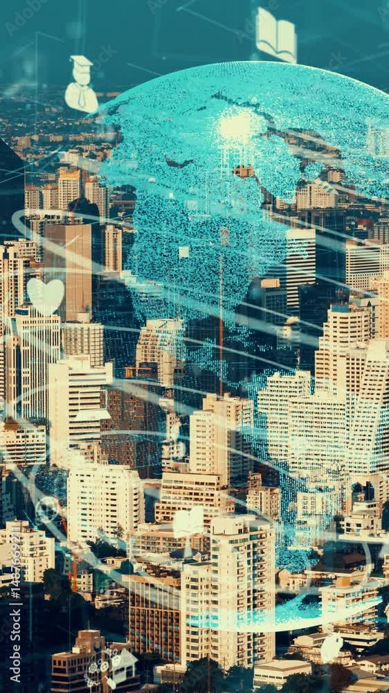 Poster global connection and the internet network modernization in smart city . concept of future 5g wirele