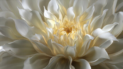 Golden flower-like structure in bright lighting, centered on ivory canvas