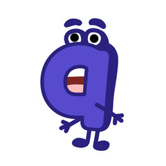  Fun Alphabet, Cartoon character letter Q with cute expression. Cute cartoon alphabet character illustration for early childhood education.