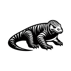 Komodo vector, endangered lizard, island reptile, venomous dragon, wild predator for creative project t-shirt print brand identity and mascot illustration asset