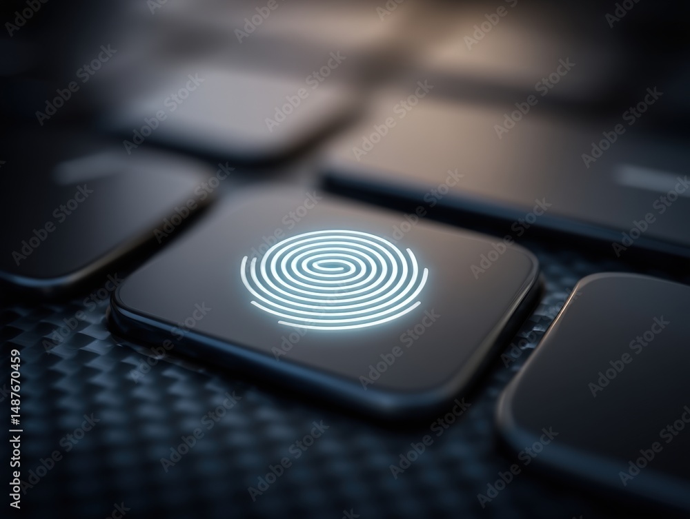 Aufkleber detailed visualization of a digital fingerprint sensor on a sleek smartphone interface showcasing cu