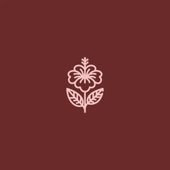 Hibiscus flower logo in smooth and simple line art design.