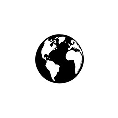 Elegant monochrome globe icon depicting continents for global themes