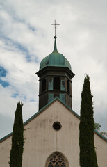Fototapeta premium Dome of a church, specifically the Spitalkirche in Baden-Baden, Germany. Black Forest.