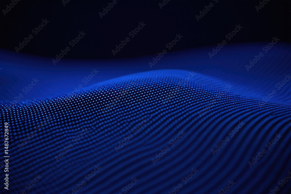 Poster a close-up view of blue fabric with intricate texture and pattern
