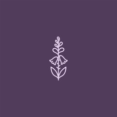 Foxglove flower logo in elegant and minimalist line art style.