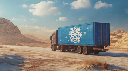 Cold chain logistics - A cold chain logistics freight truck is driving on the road