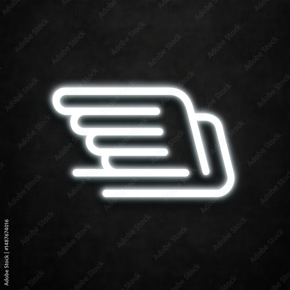 Poster neon winged logo design conveying speed and freedom illuminated on a dark textured backdrop represen