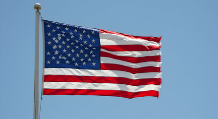 american flag,  usa flag,  united states flag, American Flag Waving in Blue Sky
