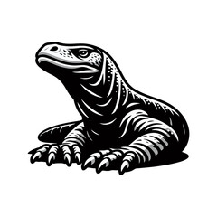 Obraz premium Komodo vector, graphic lizard, dangerous predator, fierce dragon, indonesia reptile for app asset, icon use, branding identity, merchandise vector, and stock design