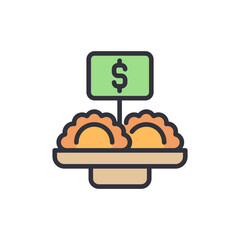 Illustration Of Empanadas Displayed With A Price Tag On Stand