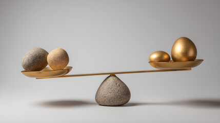 Wealth and Value Comparison with Balance Scale and Eggs