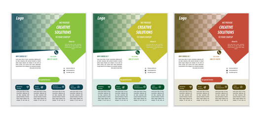 a bundle of 3 templates business flyer design, in blue color, and modern design,marketing,medical proposal, promotion, advertise, publication and editable vector template design