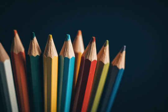 A collection of colorful pencils arranged neatly together
