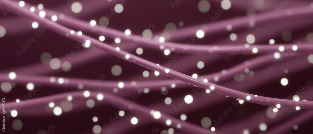 Poster abstract depiction of flowing pink strands with soft glowing orbs creating a mesmerizing composition