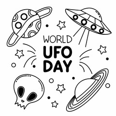 WORLD UFO DAY vector illustration