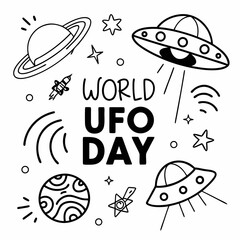 WORLD UFO DAY vector illustration