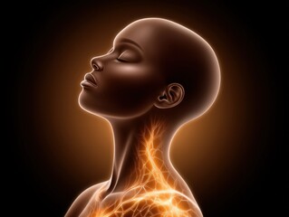 Obraz premium A powerful representation of human anatomy revealing intricate neuron-like structures glowing with vibrant energy inspiring thoughts of mental acuity resilience and the beauty of biological