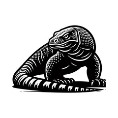 Komodo vector, fierce lizard, jungle predator, dragon creature, exotic animal for mascot art, creative icon use, t-shirt branding, stock image asset, and design illustration