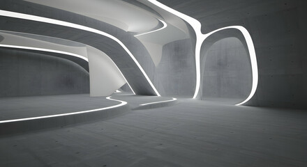 architecture,  interior,  modern, Abstract Modern Architecture Interior with Concrete Walls and Neon Lighting