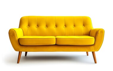 Obraz premium Yellow classic sofa. Interior design concept. Isolated object on white background.
