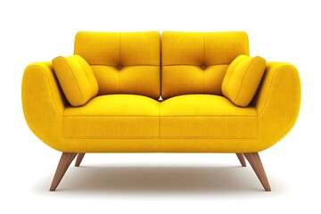 Fototapeta premium Yellow compact sofa. Interior design concept. Isolated object on white background.