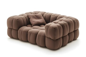 Obraz premium Brown soft modern sofa. Interior design concept. Isolated object on white background.