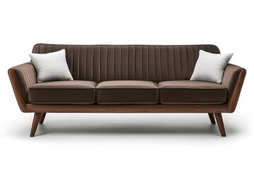 Brown minimalist sofa. Interior design concept. Isolated object on white background.