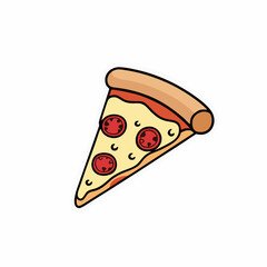 Cartoon Pizza Slice Sticker Vector Illustration