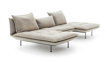 Naklejka premium Grey minimalist sofa. Interior design concept. Isolated object on white background.