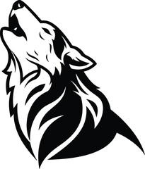 Minimalist Wolf Howling Vector