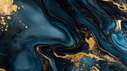 Abstract modern blue gold background. Liquid Marble. Luxury background for banner, invitation, greeting card, wallpaper