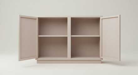 cabinet,  cupboard,  storage, Empty Beige Cabinet with Open Doors