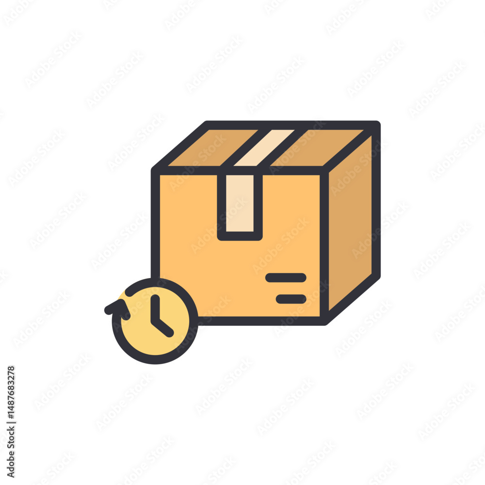 Aufkleber cardboard package showing delivery time and efficient distribution