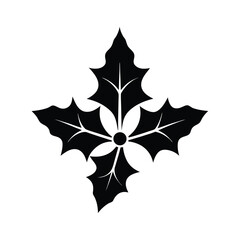 holly leaves minimal silhouette vector