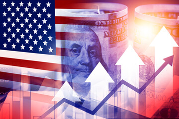 US financial inflation crisis with stock market graph , economy problem , investment analysis concept