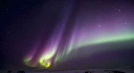 Aurora Borealis,  Northern Lights,  Aurora, Aurora Borealis over Snowy Landscape