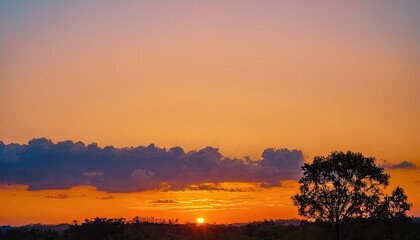 Beautiful sunset at the lake with greenery on the coast and amazing cloudy sky
2