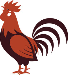 Minimalist Rooster Crowing Vector