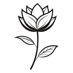 Elegant Lotus Flower Line Art