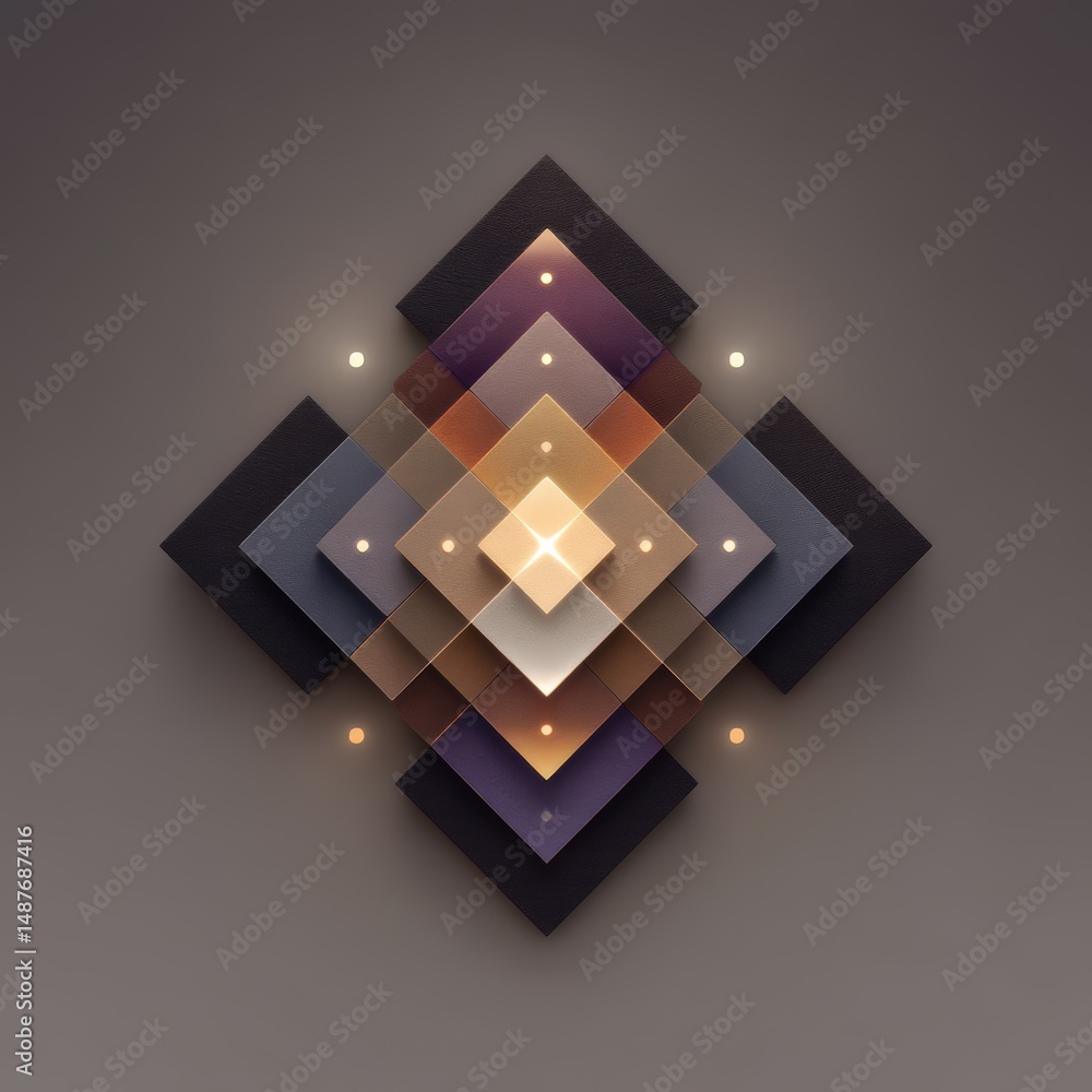 Poster geometric layers of illuminated shapes forming a captivating abstract design showcasing depth and ha