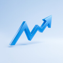 Stock Market Growth Icon – 3D Upward Zigzag Arrow for Financial Performance