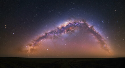 milky way,  galaxy,  night sky, Milky Way Arching Over Desert Landscape at Night