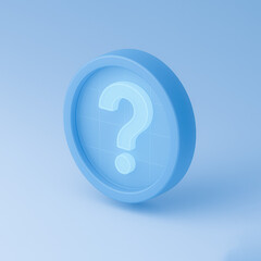 Naklejka premium Blue 3D Question Mark Icon – Help & Support Concept Illustration