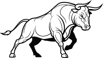 Minimalist Bull Charging Vector