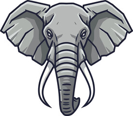 Minimalist Elephant Head Vector Design
